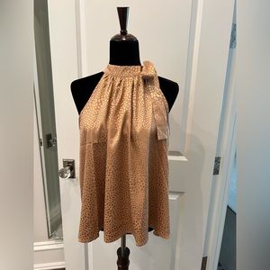 Vici bronze gold satin cheetah top